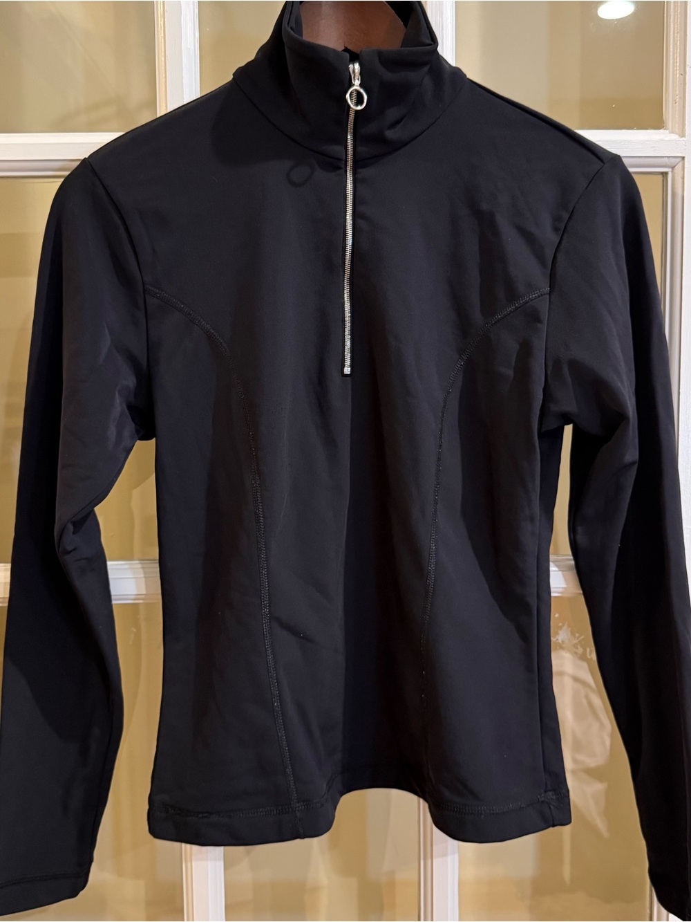 NILS Quarter Zip Top Women M Black Mock Neck Base Layer Athletic